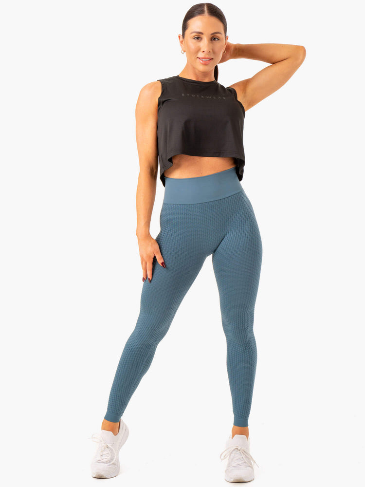 Leggings Ryderwear Honeycomb Scrunch Seamless Bleu Femme | SQC-58444135