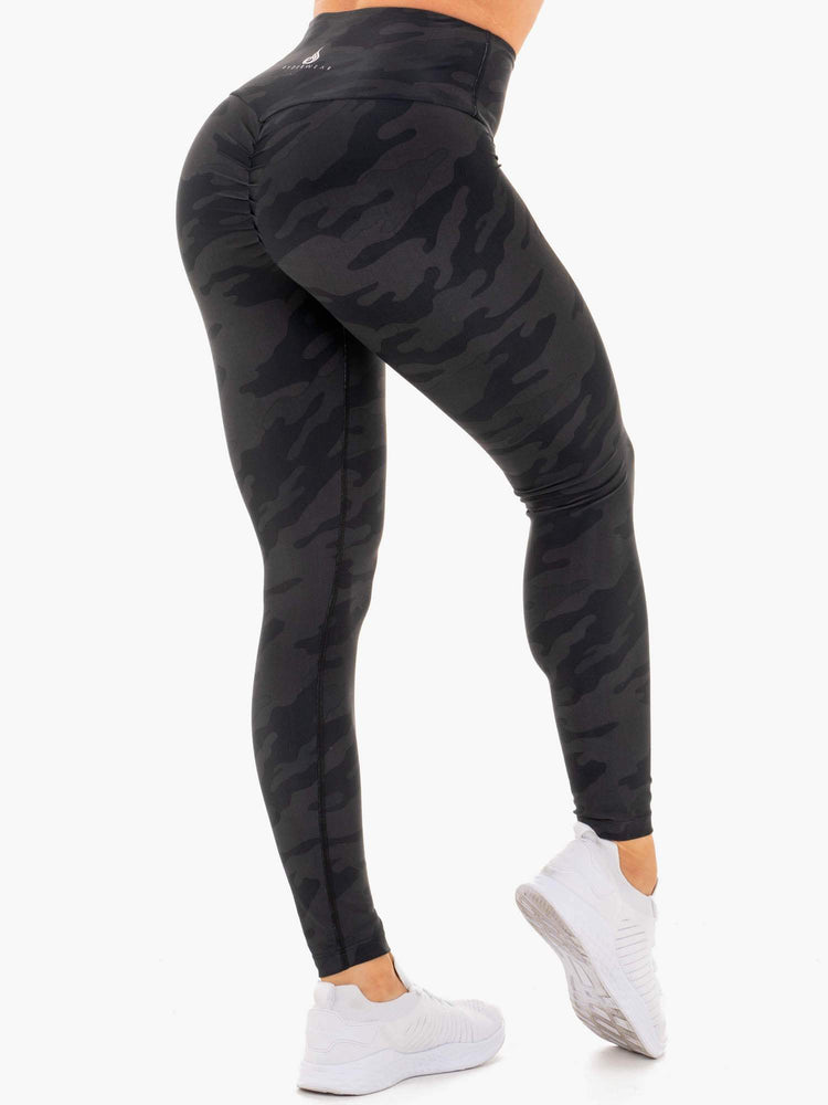 Leggings Ryderwear High Waisted Camo Noir Femme | EPL-21784204