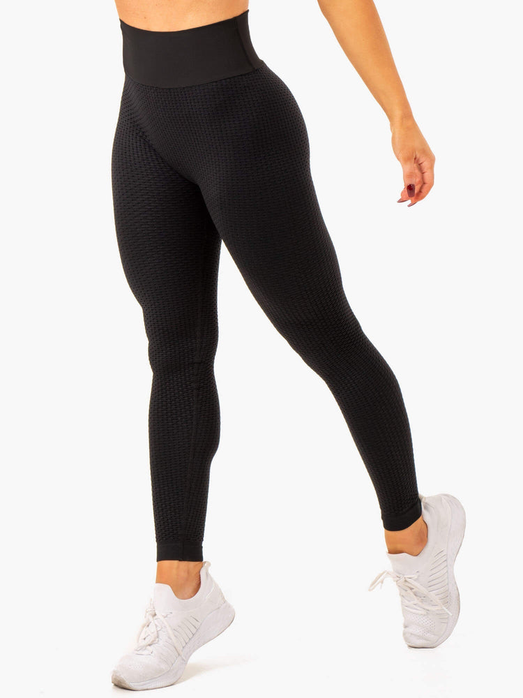 Leggings Ryderwear Honeycomb Scrunch Seamless Noir Femme | OAT-98423633