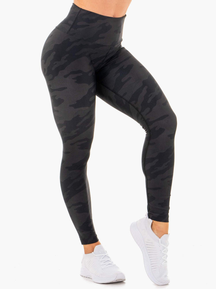 Leggings Ryderwear High Waisted Camo Noir Femme | EPL-21784204