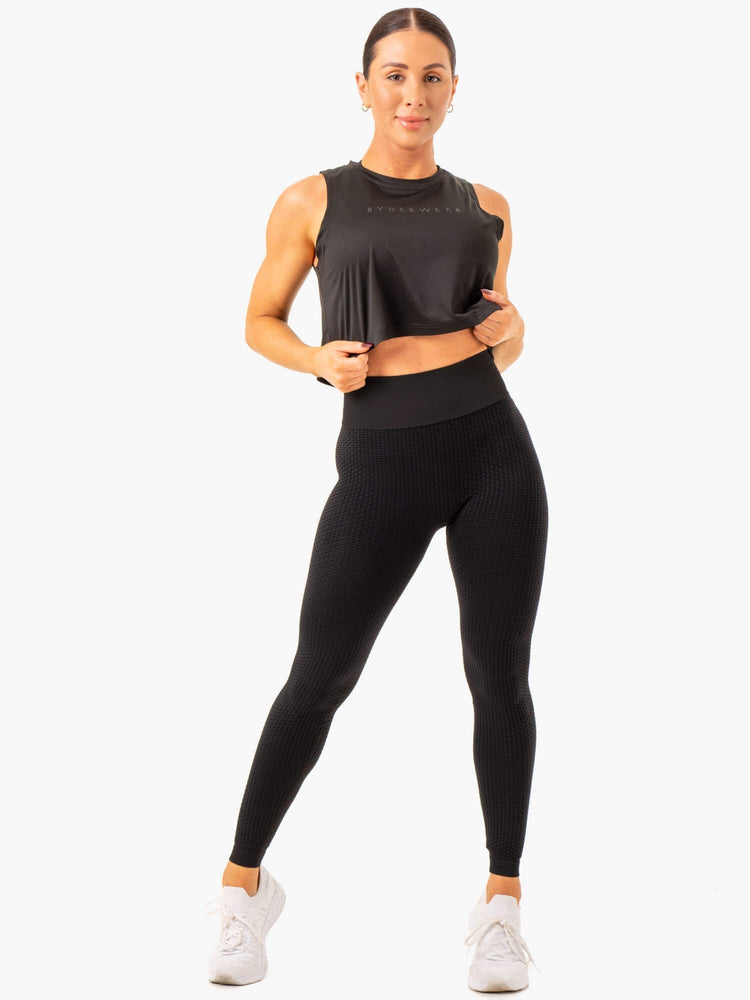 Leggings Ryderwear Honeycomb Scrunch Seamless Noir Femme | OAT-98423633