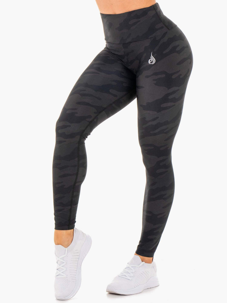 Leggings Ryderwear High Waisted Camo Noir Femme | EPL-21784204