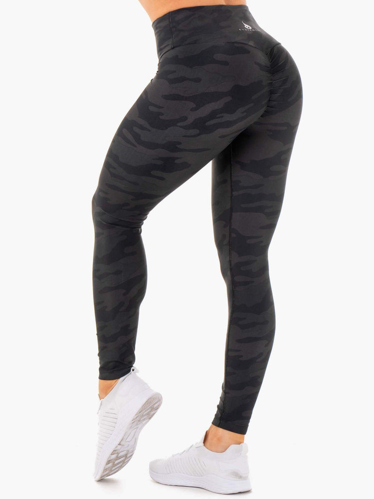 Leggings Ryderwear High Waisted Camo Noir Femme | EPL-21784204