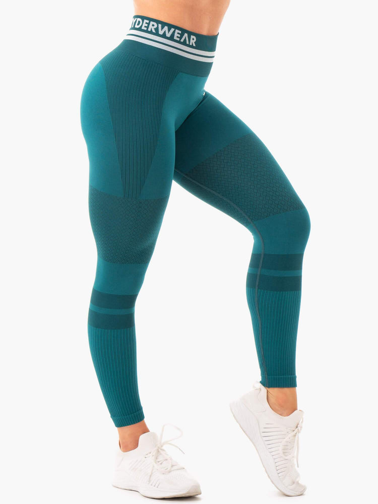 Leggings Ryderwear Freestyle Seamless High Waisted Turquoise Femme | LAQ-12480355