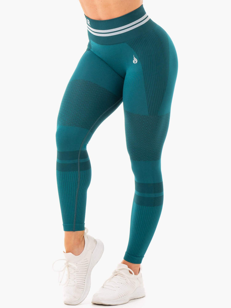 Leggings Ryderwear Freestyle Seamless High Waisted Turquoise Femme | LAQ-12480355