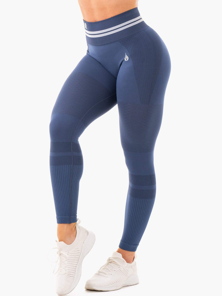 Leggings Ryderwear Freestyle Seamless High Waisted Bleu Femme | OKT-91157590