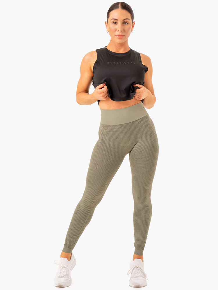 Leggings Ryderwear Honeycomb Scrunch Seamless Kaki Femme | MJR-54714516