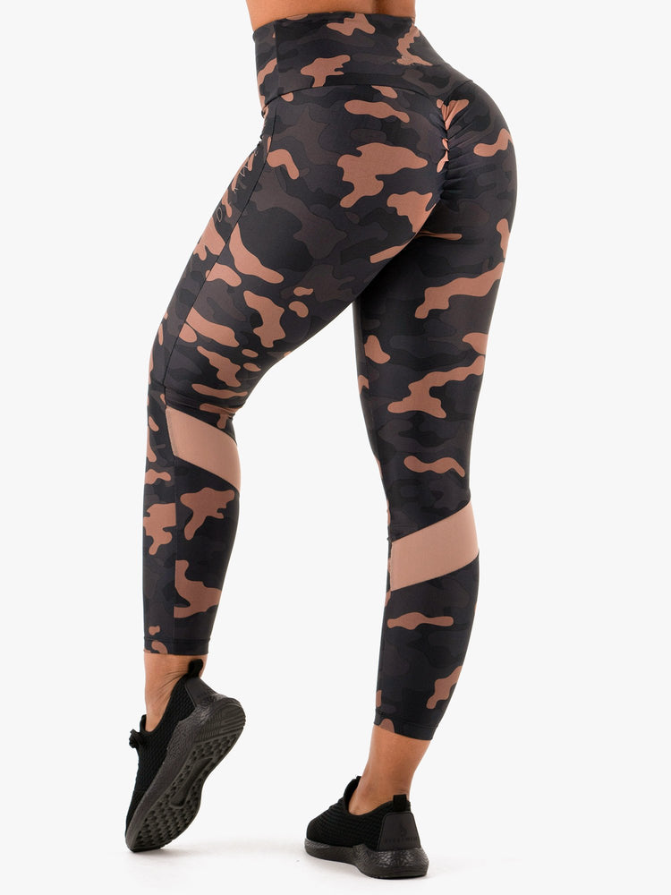 Leggings Ryderwear Camo Scrunch Bum Noir Femme | DGO-59571449