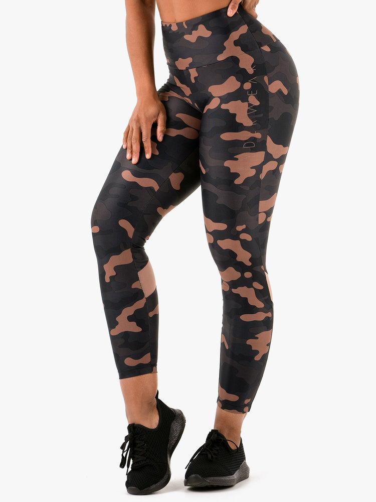 Leggings Ryderwear Camo Scrunch Bum Noir Femme | DGO-59571449