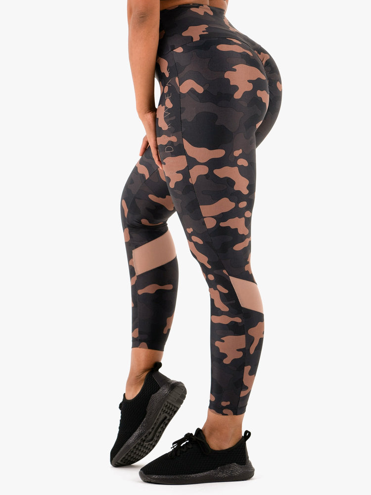 Leggings Ryderwear Camo Scrunch Bum Noir Femme | DGO-59571449