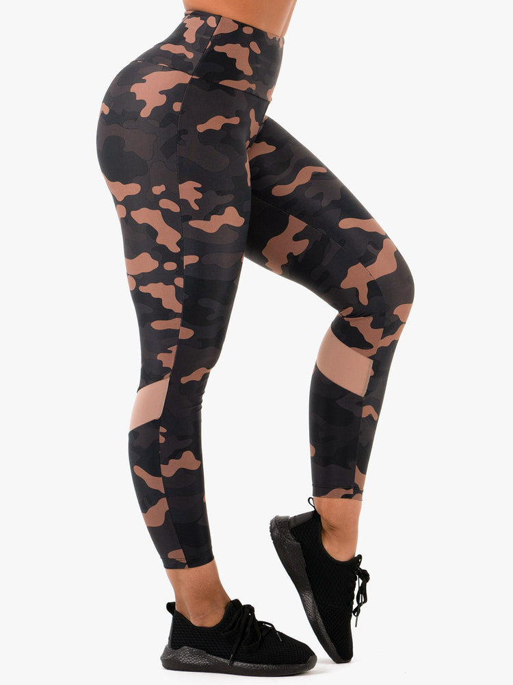 Leggings Ryderwear Camo Scrunch Bum Noir Femme | DGO-59571449