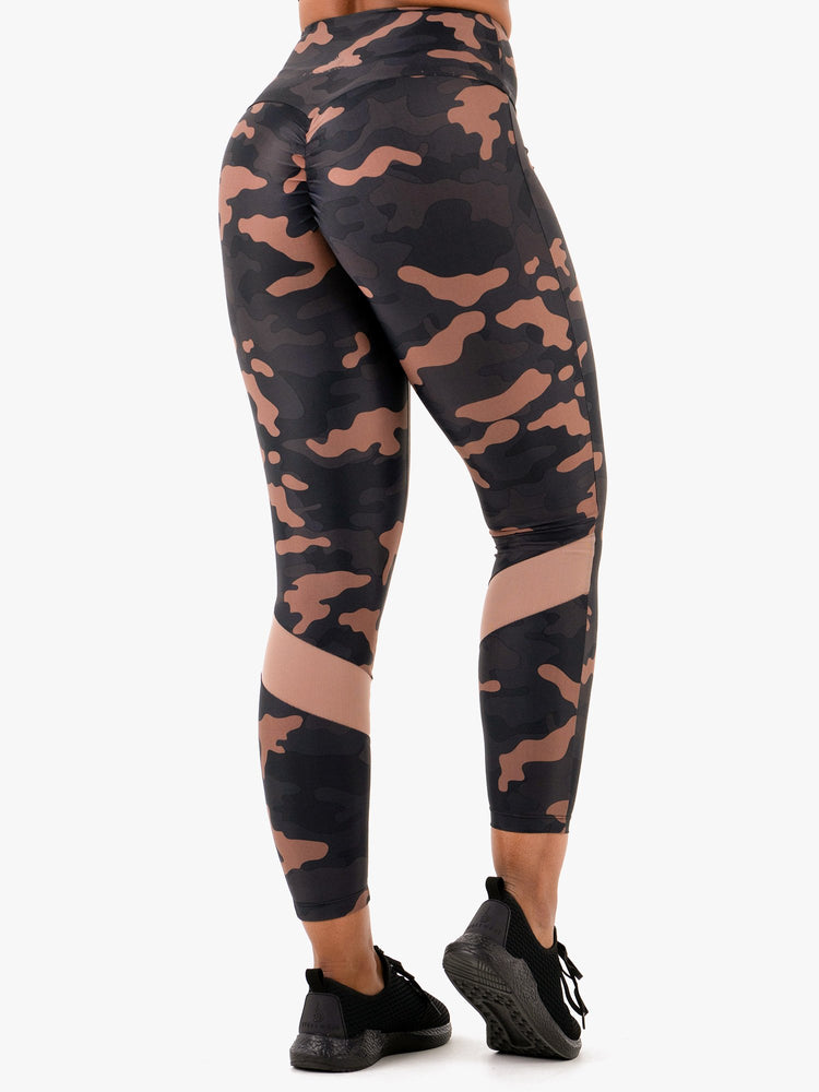 Leggings Ryderwear Camo Scrunch Bum Noir Femme | DGO-59571449