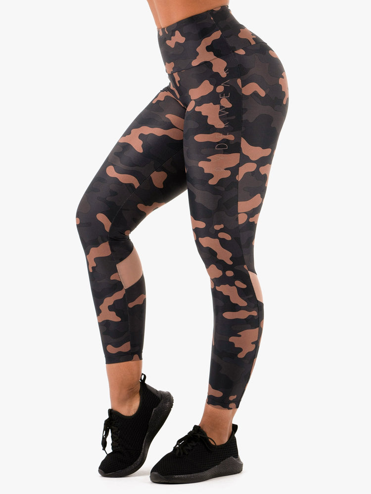 Leggings Ryderwear Camo Scrunch Bum Noir Femme | DGO-59571449