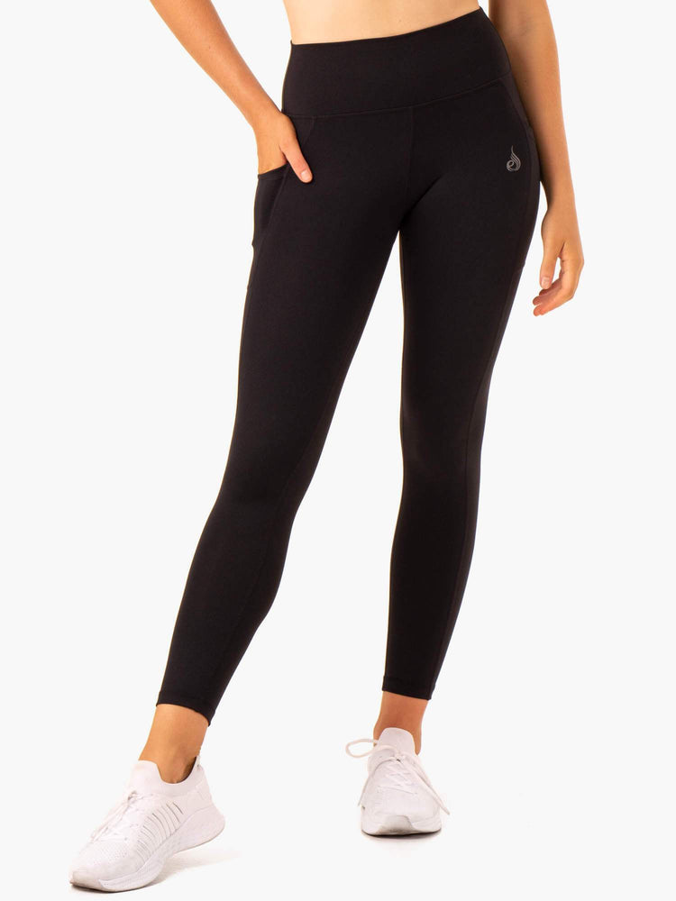 Leggings Ryderwear Action High Waisted Pocket Noir Femme | NGS-80026262