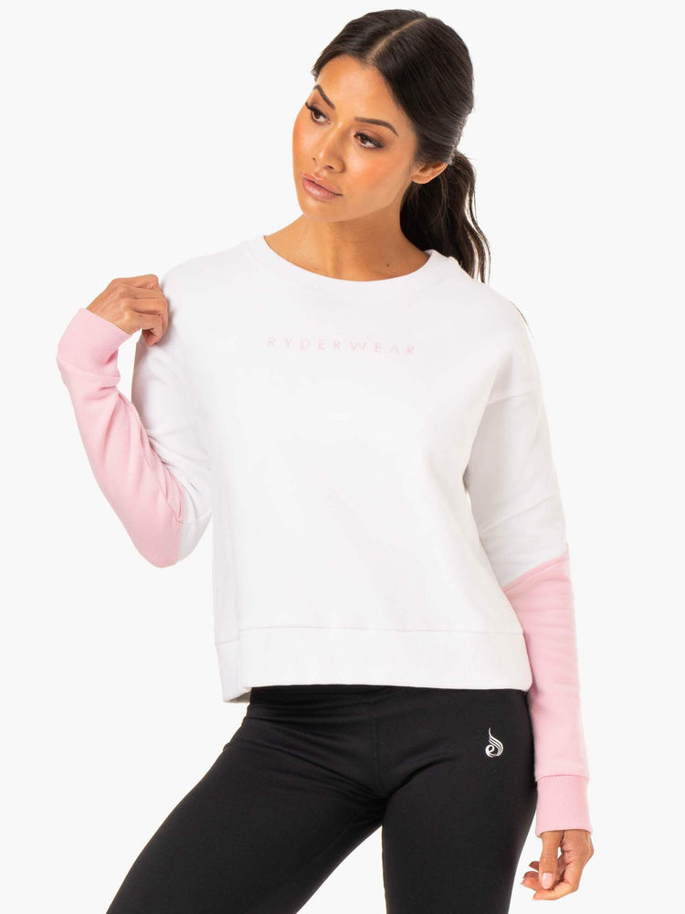 Pulls Ryderwear Hybrid Pullover Blanche Rose Femme | JIL-46356471