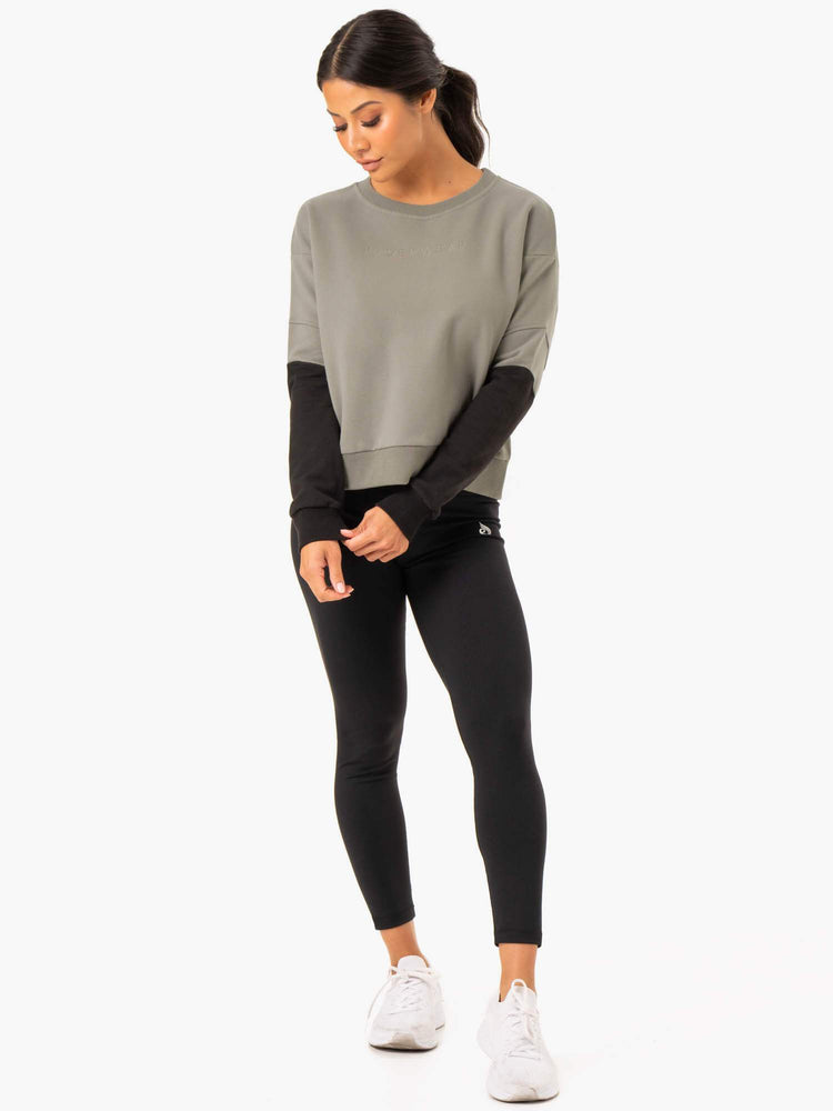 Pulls Ryderwear Hybrid Pullover Kaki Femme | PXO-42676343