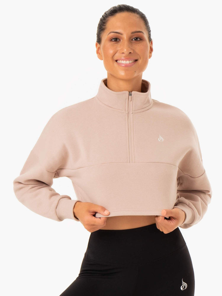 Pulls Ryderwear Base Half Zip Marron Clair Femme | RFJ-57315580