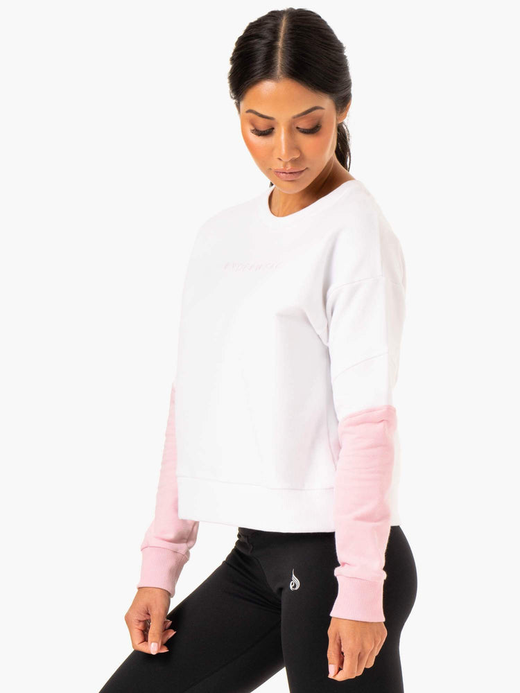 Pulls Ryderwear Hybrid Pullover Blanche Rose Femme | JIL-46356471