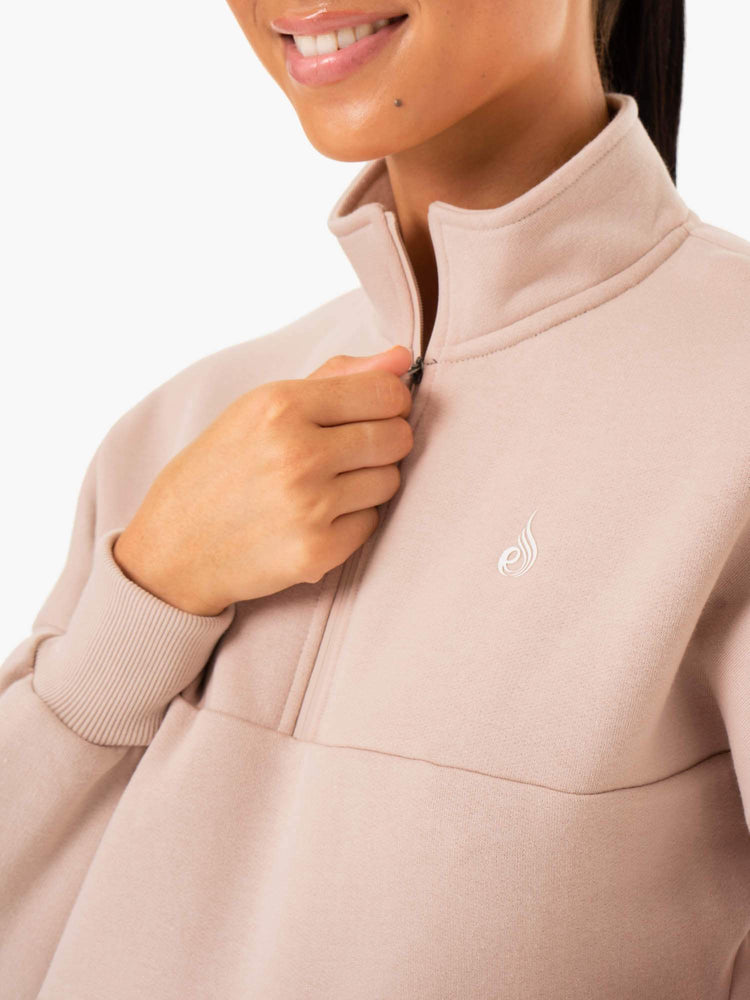 Pulls Ryderwear Base Half Zip Marron Clair Femme | RFJ-57315580