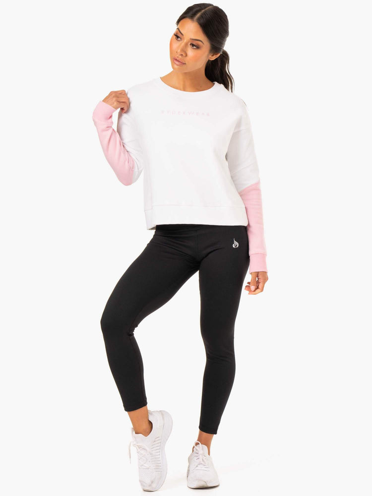 Pulls Ryderwear Hybrid Pullover Blanche Rose Femme | JIL-46356471