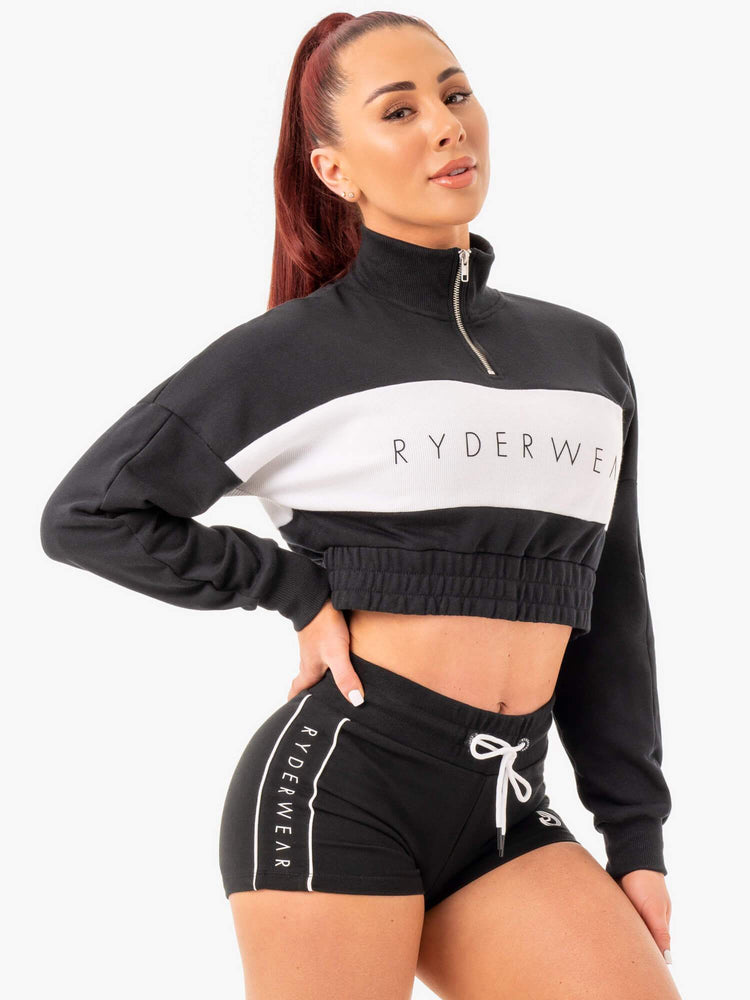 Pulls Ryderwear Cropped Piste Noir Femme | YYH-98430579