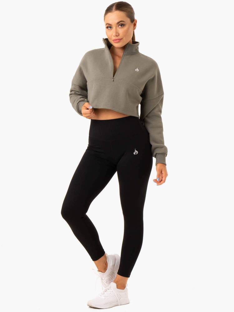 Pulls Ryderwear Base Half Zip Kaki Femme | CHU-32157272