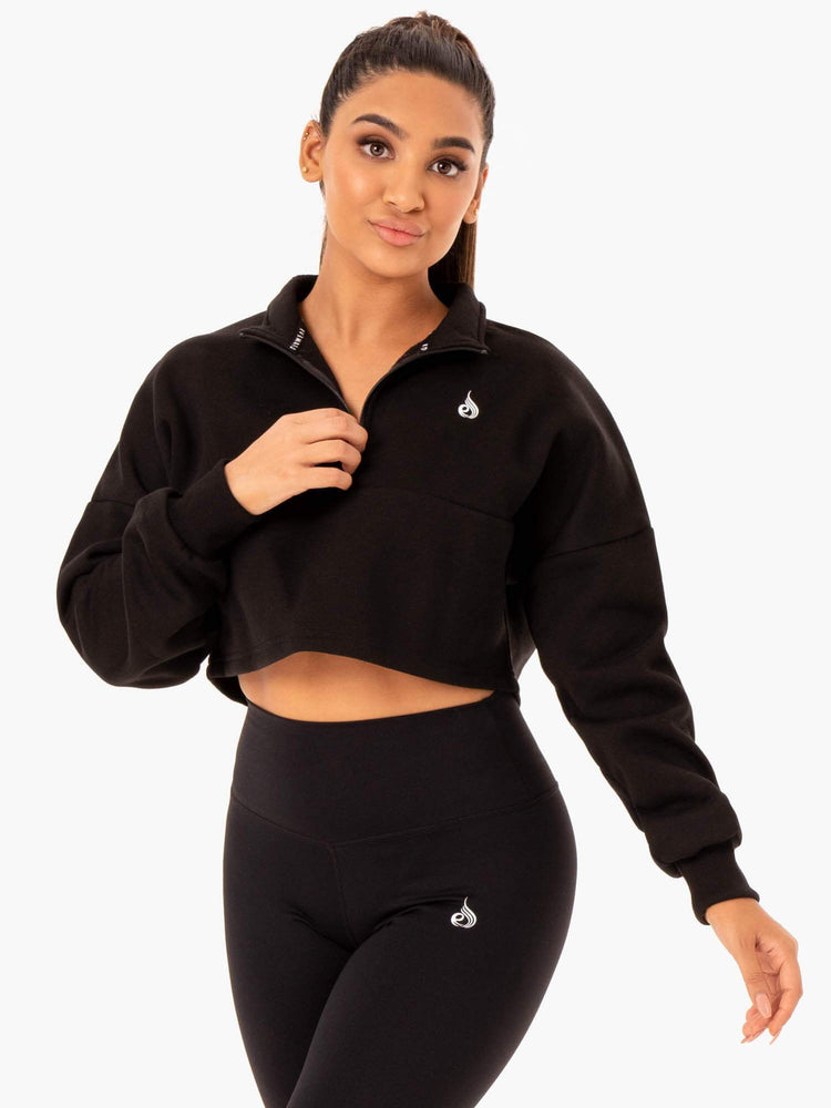 Pulls Ryderwear Base Half Zip Noir Femme | NUX-56662502