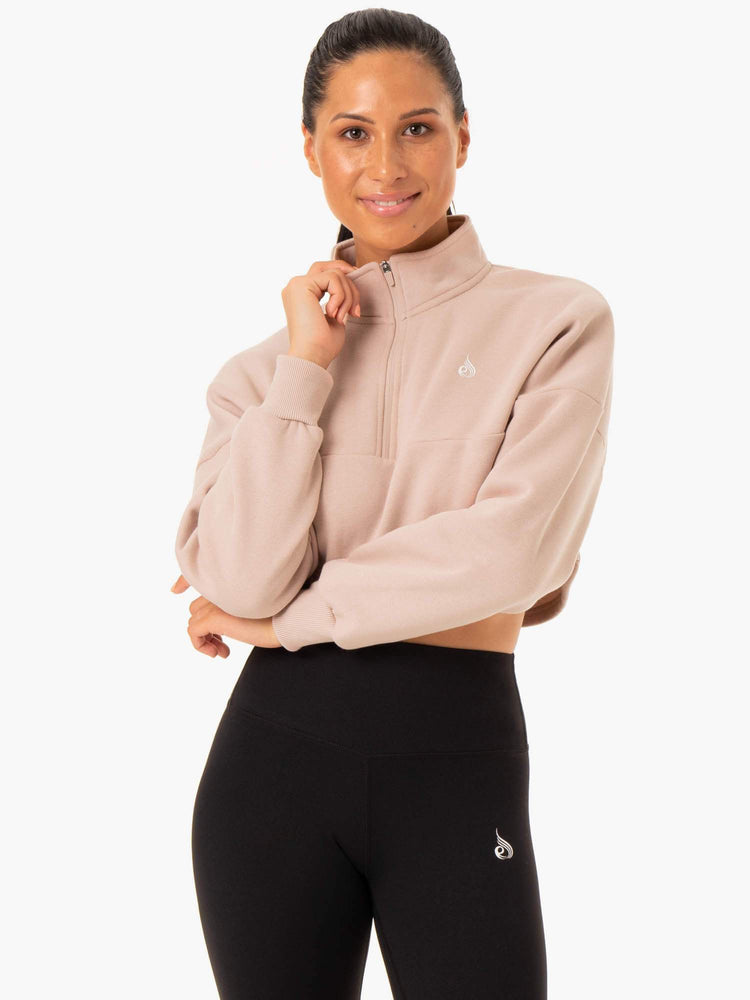 Pulls Ryderwear Base Half Zip Marron Clair Femme | RFJ-57315580