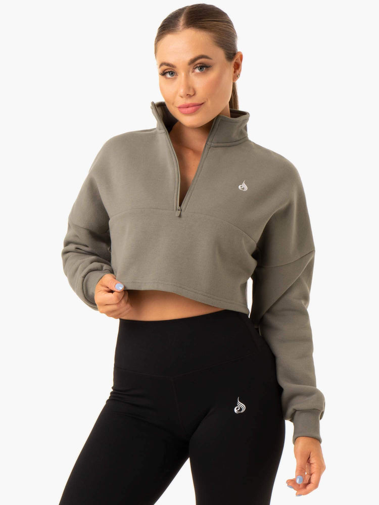 Pulls Ryderwear Base Half Zip Kaki Femme | CHU-32157272