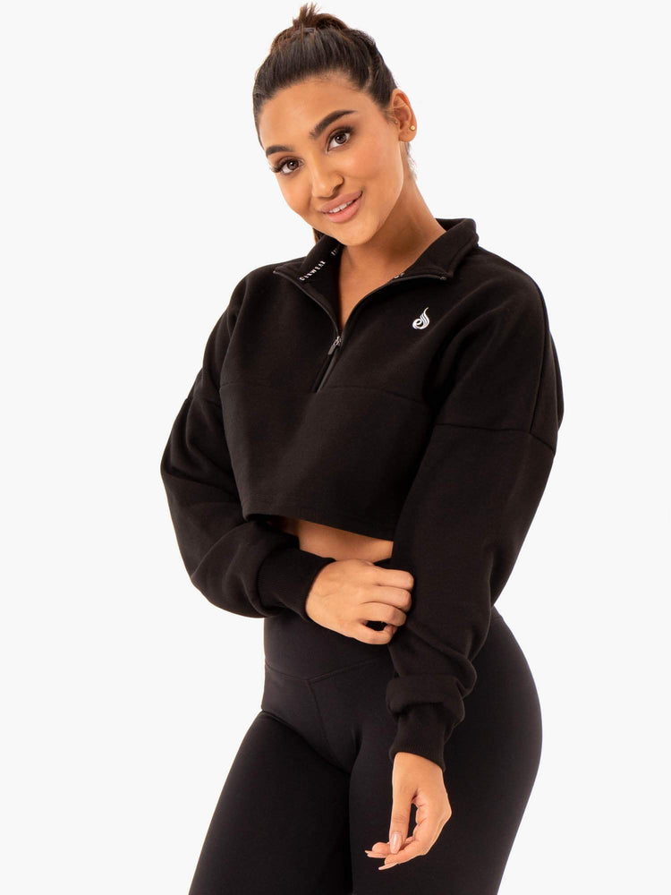 Pulls Ryderwear Base Half Zip Noir Femme | NUX-56662502