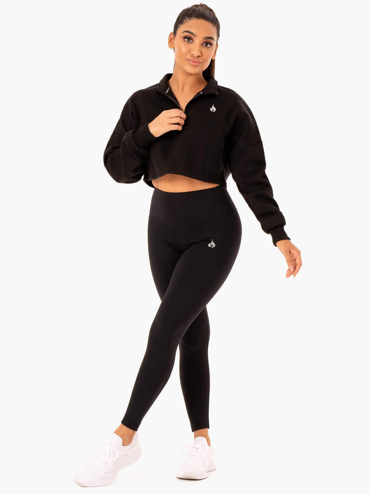 Pulls Ryderwear Base Half Zip Noir Femme | NUX-56662502