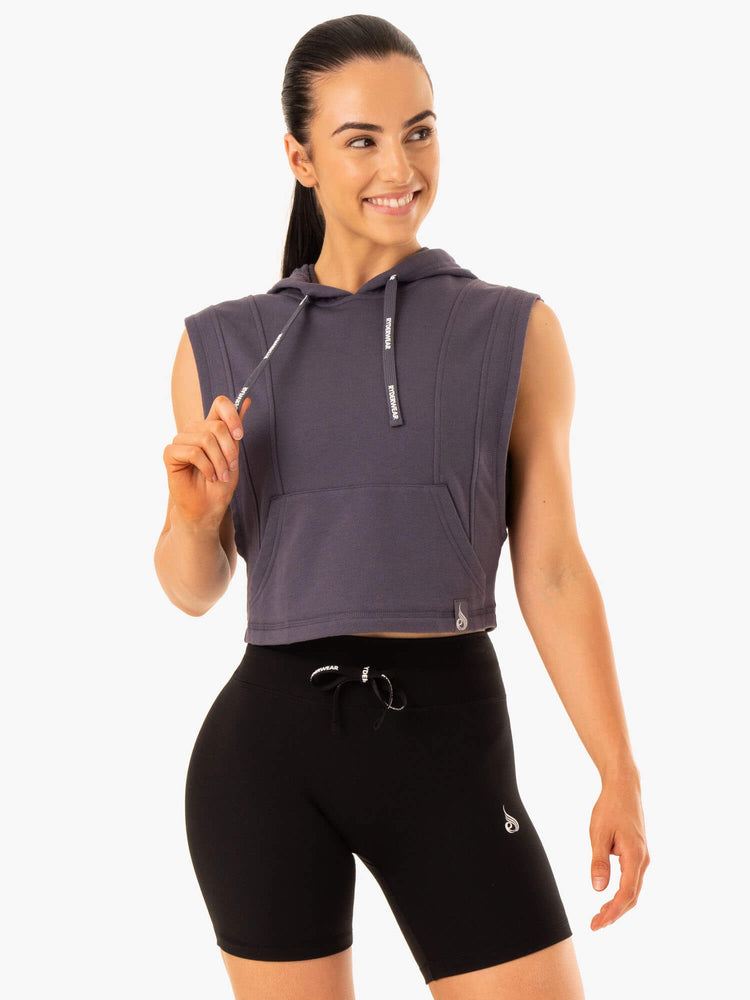 Sweat à Capuche Ryderwear Replay Sans Manches Grise Femme | ZYD-44732358