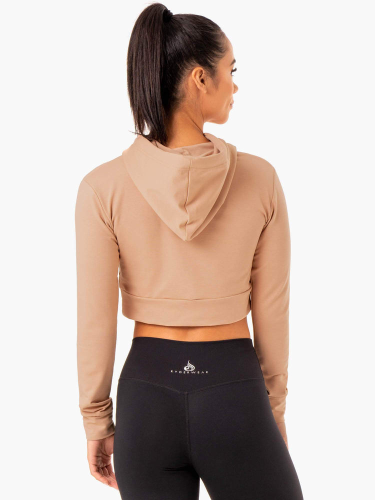 Sweat à Capuche Ryderwear Hybrid Fitted Marron Femme | LGA-29567921