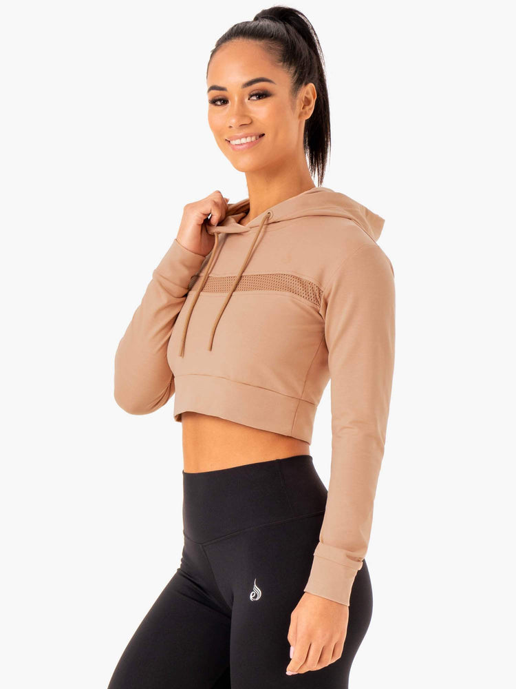 Sweat à Capuche Ryderwear Hybrid Fitted Marron Femme | LGA-29567921