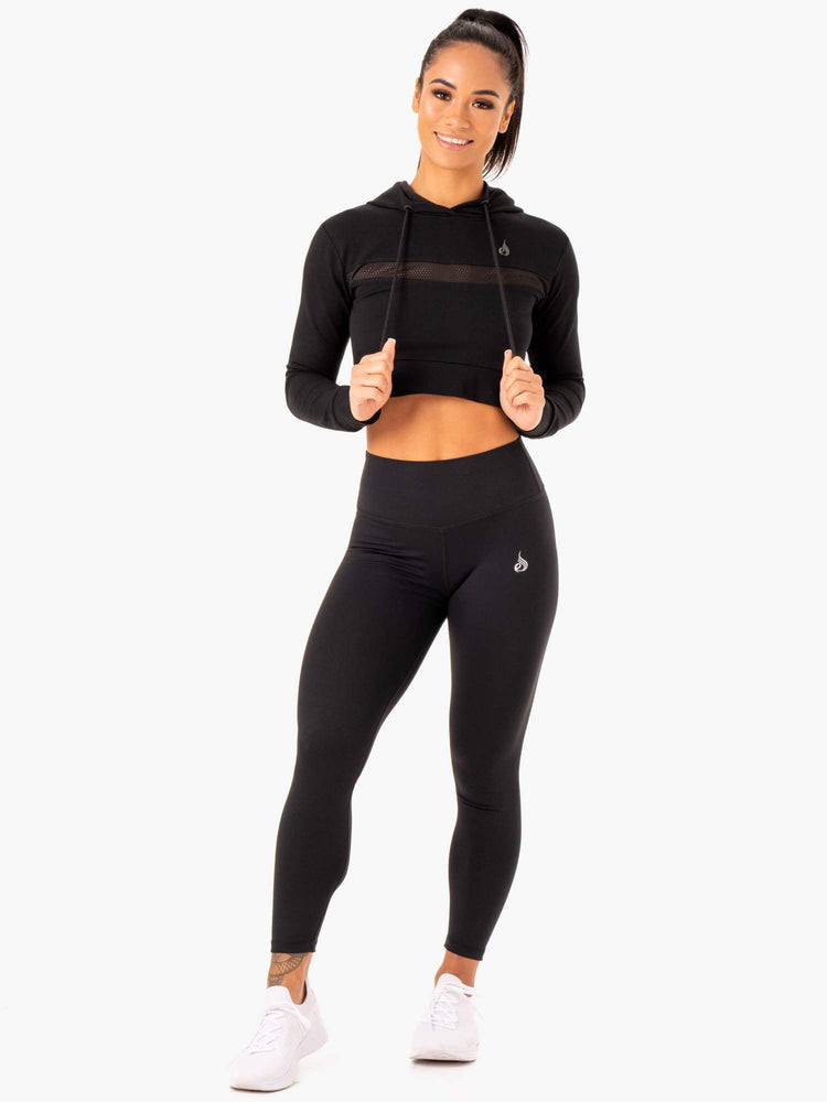 Sweat à Capuche Ryderwear Hybrid Fitted Noir Femme | FKN-85151998