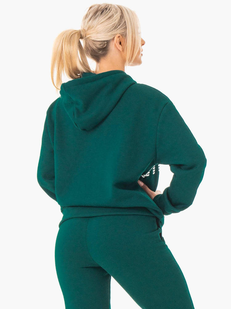 Sweat à Capuche Ryderwear Block Oversized Vert Femme | MOT-50885902