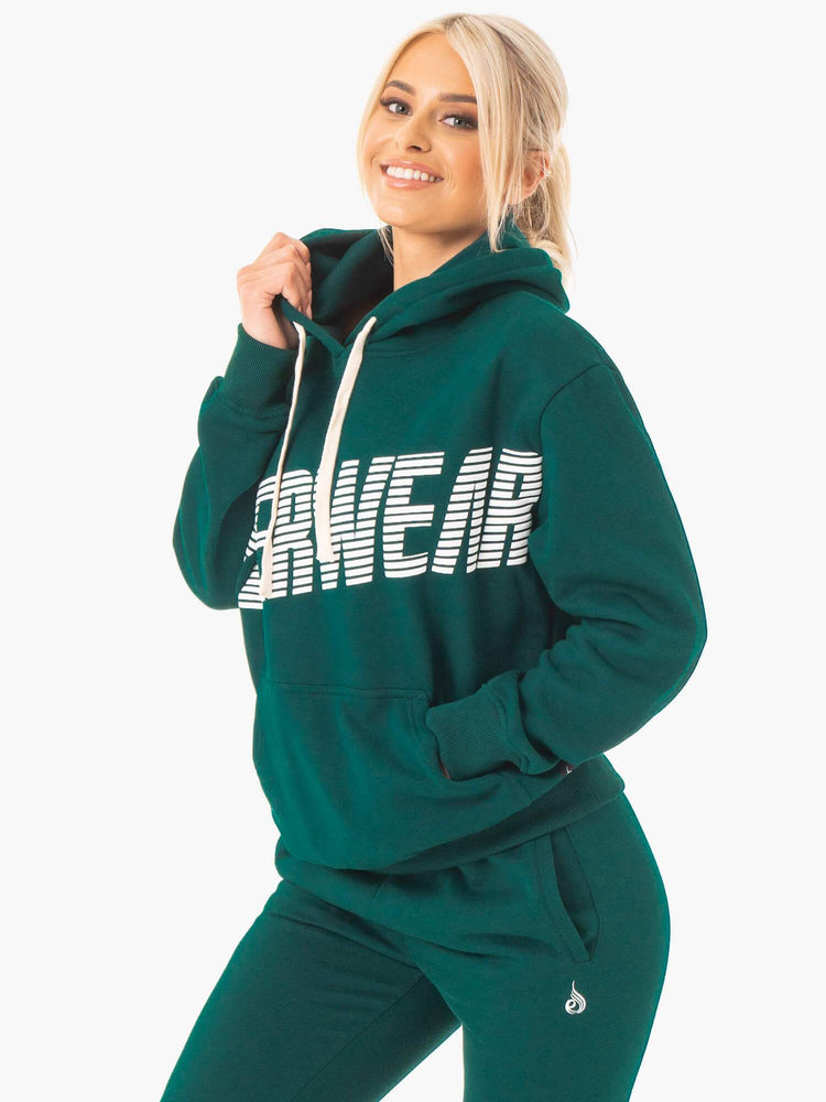 Sweat à Capuche Ryderwear Block Oversized Vert Femme | MOT-50885902