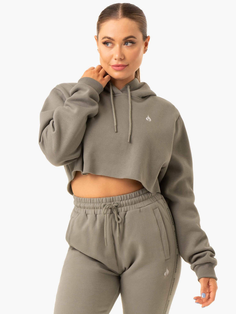 Sweat à Capuche Ryderwear Base Pullover Kaki Femme | HOW-81314025