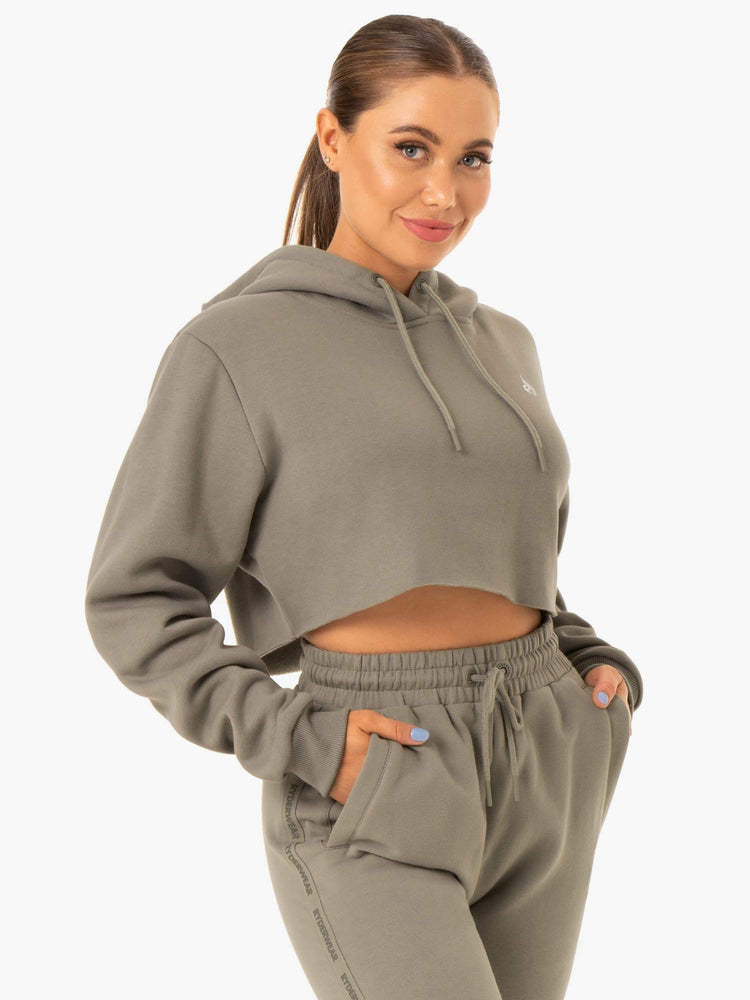 Sweat à Capuche Ryderwear Base Pullover Kaki Femme | HOW-81314025