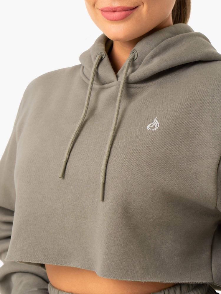 Sweat à Capuche Ryderwear Base Pullover Kaki Femme | HOW-81314025