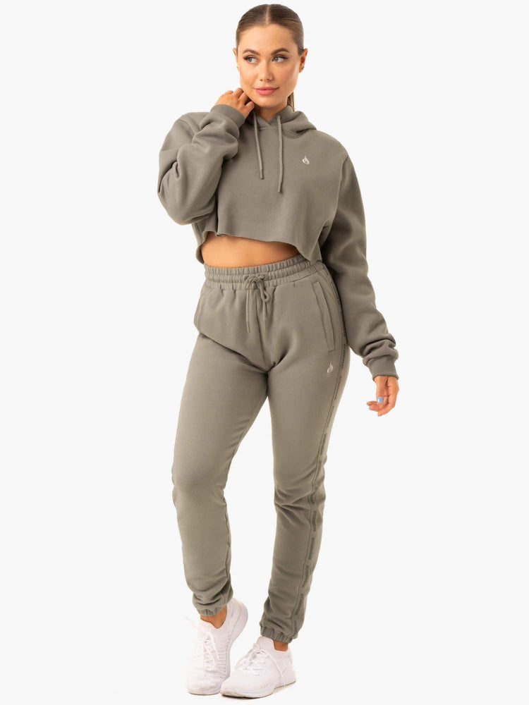 Sweat à Capuche Ryderwear Base Pullover Kaki Femme | HOW-81314025