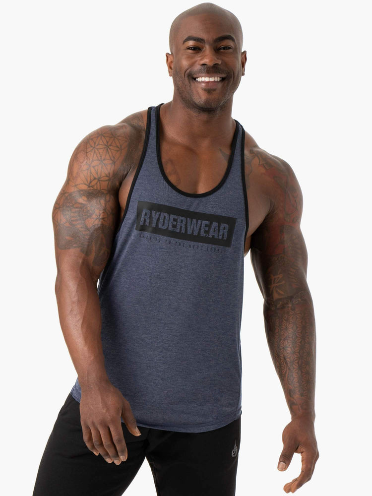 Debardeur Ryderwear Iron Stringer T-Back Bleu Marine Homme | CID-31163873