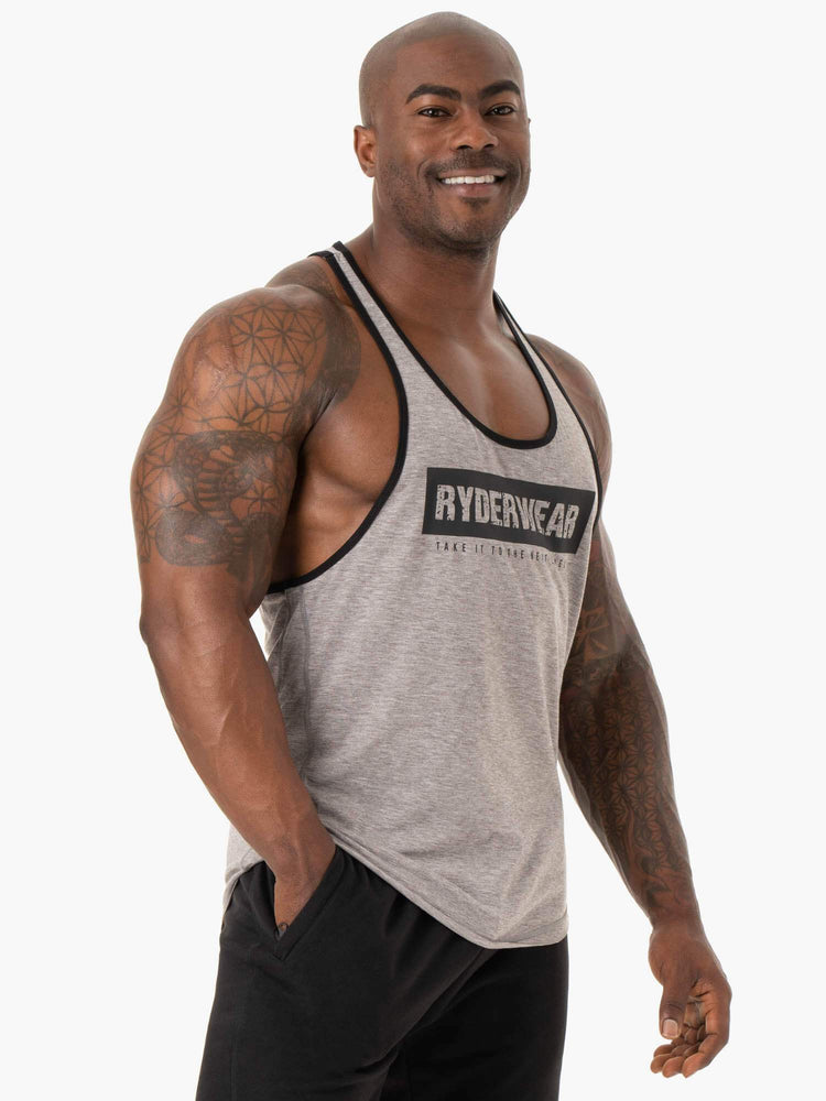 Debardeur Ryderwear Iron Stringer T-Back Grise Homme | LXI-45764467