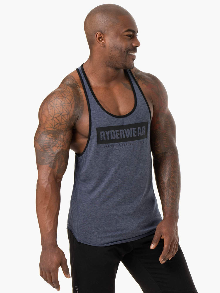 Debardeur Ryderwear Iron Stringer T-Back Bleu Marine Homme | CID-31163873