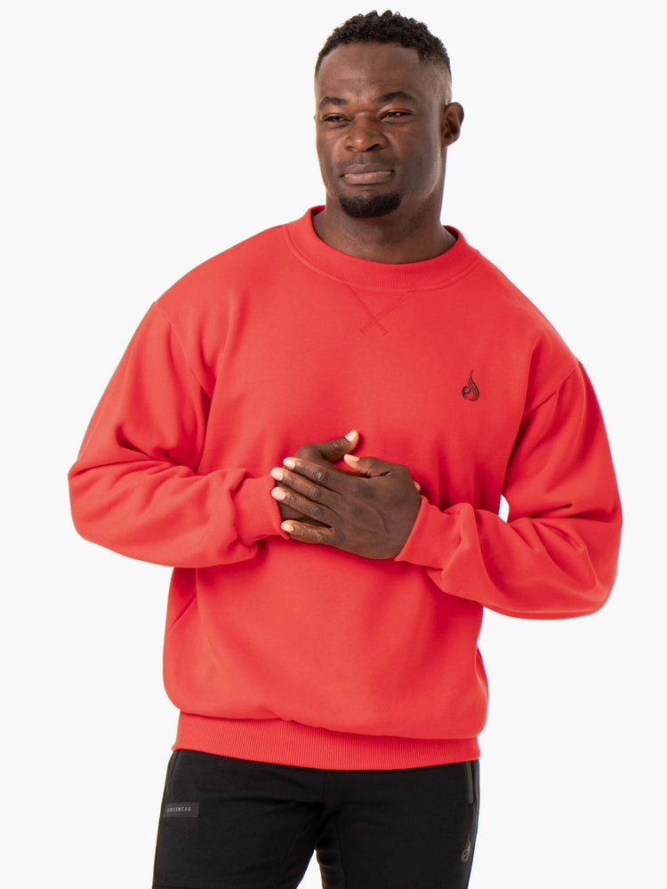 T Shirts Ryderwear Reset Fleece Crew Neck Rouge Homme | HCW-12974336