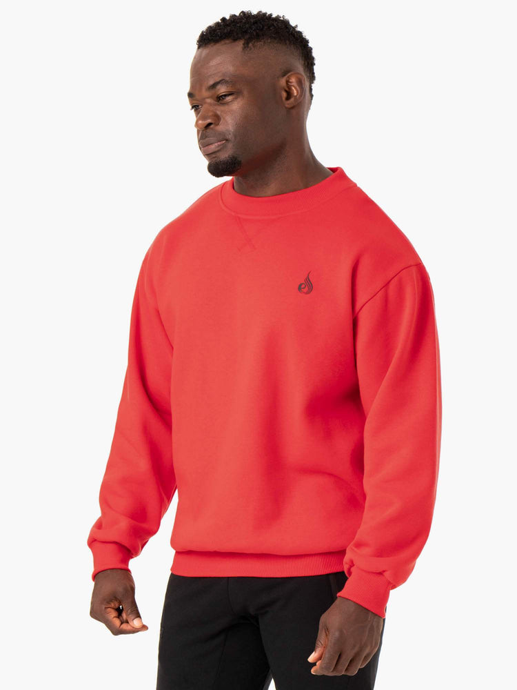 T Shirts Ryderwear Reset Fleece Crew Neck Rouge Homme | HCW-12974336