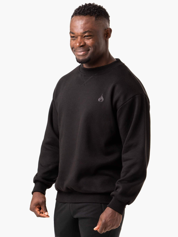 T Shirts Ryderwear Reset Fleece Crew Neck Noir Homme | GLQ-40033668