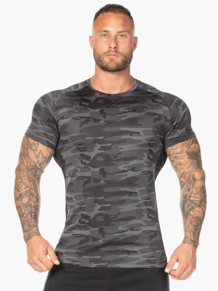 T Shirts Ryderwear Camo Mesh Noir Homme | VME-10182292