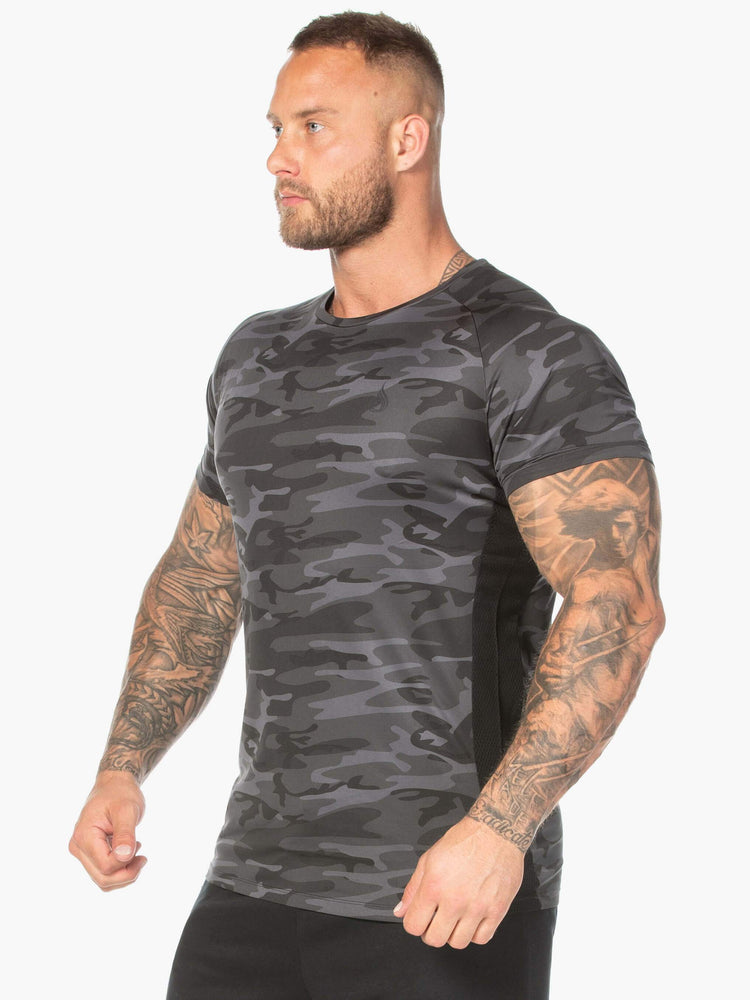 T Shirts Ryderwear Camo Mesh Noir Homme | VME-10182292