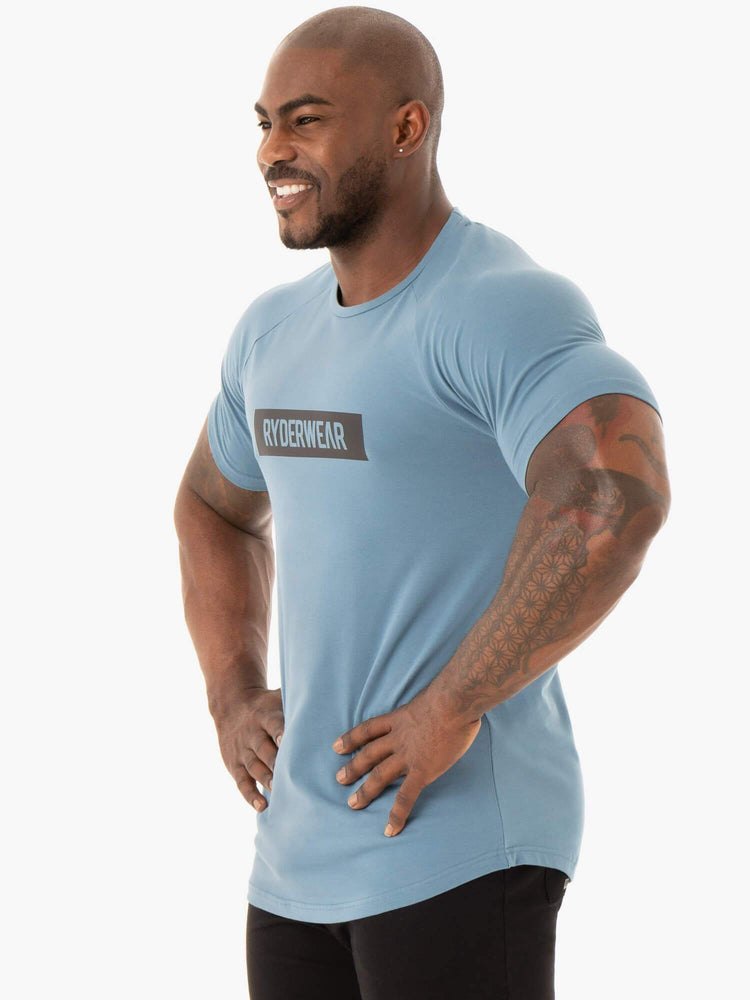 T Shirts Ryderwear Base Bleu Homme | SHP-88433862